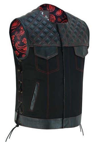 Herren SOA Weste Double Red Thread Club Vest, verdeckte Waffentaschen Kragenlos - Bild 9 von 15
