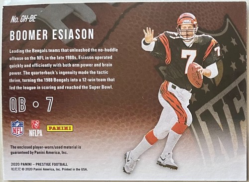 2020 Panini Prestige Gridiron Heritage Xtra Points Orange Boomer Esiason #GH-BE - Foto 2 di 2