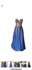 Prom Dress Terani Couture Beaded Bodice, blue, tulle size 6