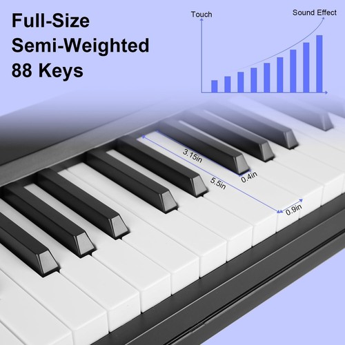 88 Key Digital Piano Folding Semi-Weighted Electronic Keyboard with Mic 200Tones - Picture 2 of 10