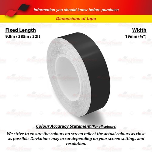 3/4" Vinyl Pinstriping Pin Stripe Styling Tape Decal Sticker 19mm SATIN BLACK - Picture 2 of 12