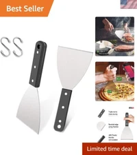 Stainless Steel Grill Scraper Set of 2 - Versatile & Dishwasher Safe Tools