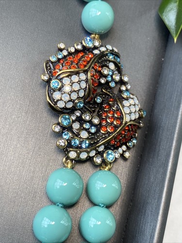 HEIDI DAUS Vintage Coi Fish Necklace Crystal Bronze Estate Jewelry Pre-Owned - Picture 14 of 19