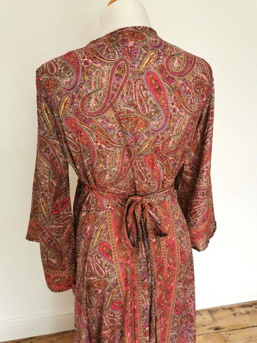 Purple Long Wrap Dress Maxi silk style 16 18 Boho Hippy L fairtrade boho wedding - Picture 8 of 9