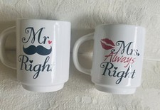 Mr Right  Mrs Always Right Ceramic Coffee Mugs Shower Wedding Anniversary Gift