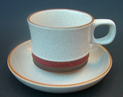 Denby Teacup and Saucer, Potters Wheel Pattern, 1970s Denby Denby Teacup and Saucer, Potters Wheel Pattern, 1970s Denby
