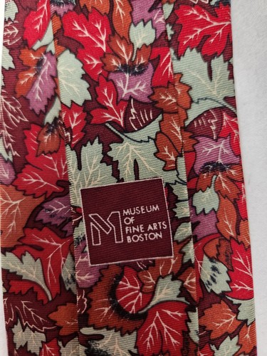 Made For Museum Of Fine Arts Boston  Men's Tie Silk Made In Korea Autumn Leaves - Picture 7 of 7
