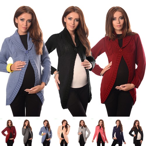 Maternity Button Closure Cardigan Pregnancy Sweater Size 8 10 12 14 16 18 9004 - 第 1/26 張圖片