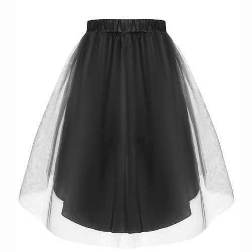 Girls Tulle Skirt Femininity Party Skirt High Low Long Asymmetrical Fake Flower - Picture 35 of 81