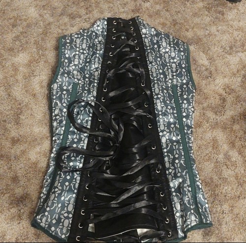 Corset Story Green and White Corset Top Size UK 8 - Picture 2 of 3