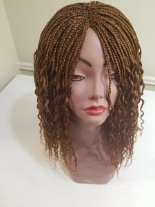 Details About Braided Wig With Wavy Tip Frontal Lace Closure Black Women Wig Handmade Wig