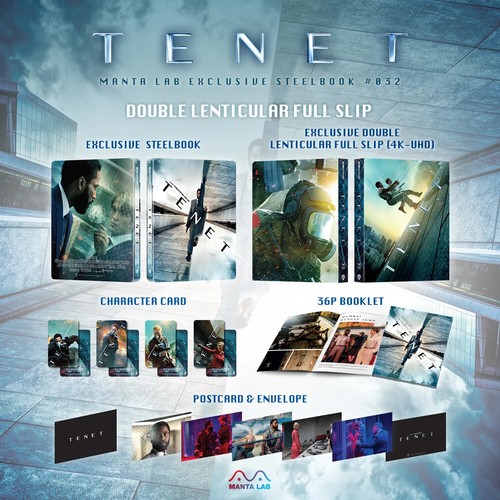 Manta Lab Tenet 4k Blu Ray Double Lenticular Full Slip Steelbook - Mint - Bild 17 von 17