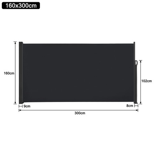 160 x 300cm Seitenzugmarkise Seitenmarkise Sichtschutzwand Markise Anthrazit Hof - Bild 2 von 12