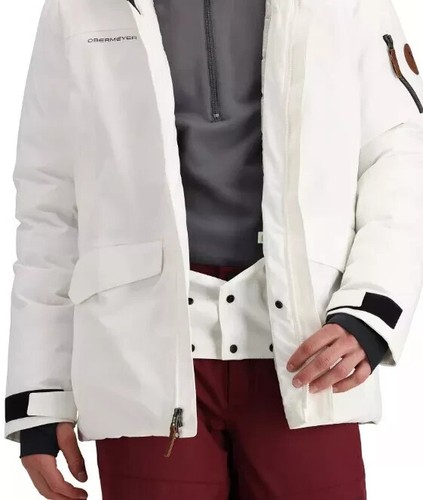 $399 Obermeyer Ridgeline Insulated Men's Ski Jacket with Faux Fur, White, M - Picture 7 of 14