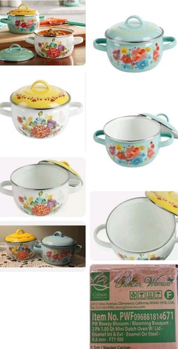 Zwei (2) Pioneer Woman ~ Breezy Blossom Mini Dutch Oven ~ Stahl mit Emaille-Finish - Bild 7 von 13