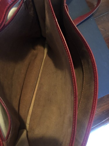 SATCHEL 100% GENUINE LEATHER RED ITALIAN LARGE GREAT FOR LAPTOP AND NOTEBOOKS - Picture 10 of 10