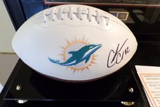 CHARLES CLAY SIGNED EMBROIDERED MIAMI DOLPHINS LOGO FOOTBALL/ COA