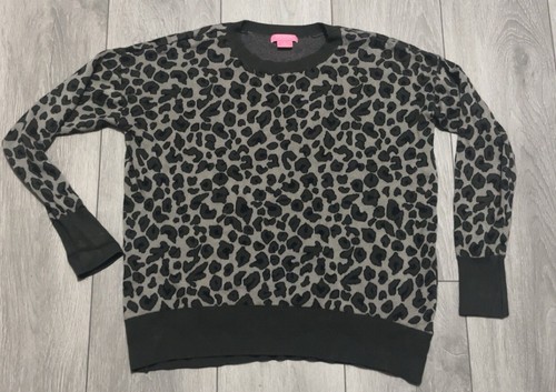 Isaac Mizrahi New York Größe Large langärmeliger Damenpullover Bluse Leopard