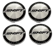 c-d01-1 (4 PACK) Shift Racing Black / Silver Wheel Center Cap