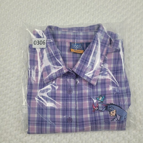 Winnie The Pooh Disney Women's Sz 14/16W Purple Plaid Button Tank Top Vintage - Picture 13 of 13