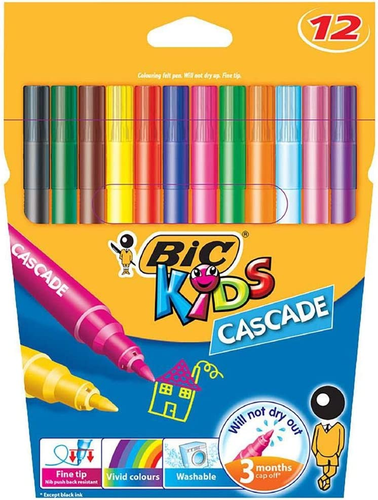 Kids Cascade Fine Felt Tip Pens - Assorted Colours, Pack of 12 Colouring Markers - 第 9/12 張圖片