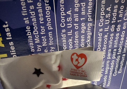 1998 Glory  The Bear McDonalds TY Beanie Baby Red White Blue Patriotic Toy - Picture 7 of 7