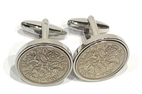 Gemelos De Boda Sixpence Para La Suerte Slv 1937 - 1967 - Picture 24 of 30