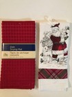 Christmas 2 pc kitchen set dish drying mat towel scene Holiday Time red 15x25 in