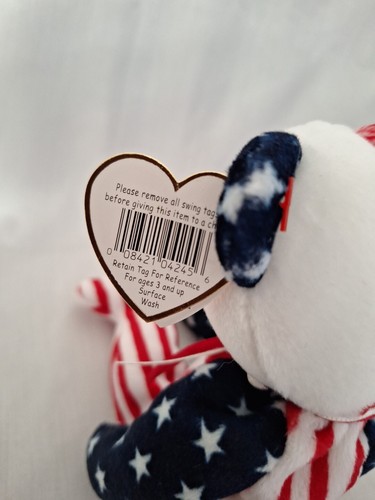 RARE Beanie Babies 1999 TY Spangle Bear white Face Beanie Baby Tag Errors Plush - Picture 4 of 8