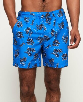 SUPERDRY Mens Red Blue Yacht Club Palm Tree Swim Shorts Trunks w// Mesh **NEW