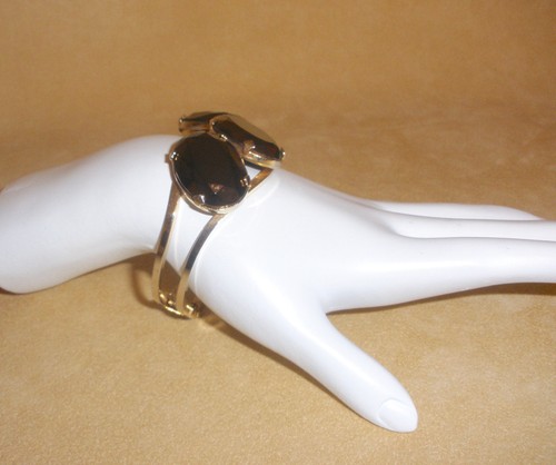 Bellissimo Bracciale Clamper con Grandi Pietre di Vetro Bronzo Sfaccettato - Foto 2 di 7