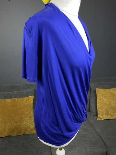Bnwt Rrp £60 Karen Millen Blue Designer Faux Wrap Top Blouse Uk 8 New M3 - Picture 4 of 10
