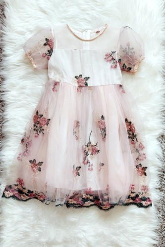 Elegantes Mädchen besticktes Blumen Tüll Kleid, Größe 7-8 Jahre, Mädchen - Bild 4 von 5