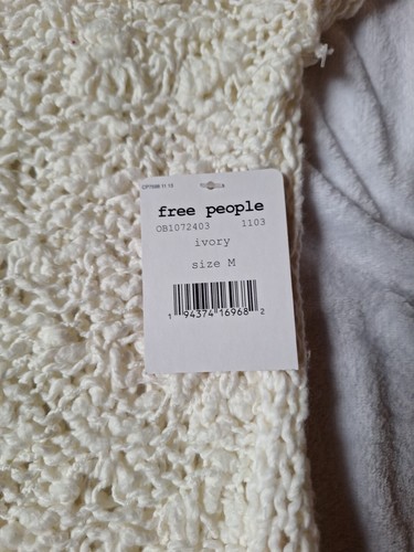 Free People Sunday Shore Pullover in Ivory Size M, V Neck Loose Fit - Picture 6 of 16