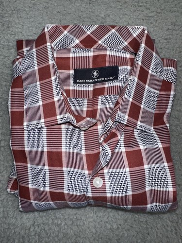 Camicia Hart Schaffner Marxs grande casual abbottonata marrone a quadri 100% cotone - Foto 4 di 7