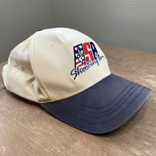 VINTAGE 90s USA Olympic Shooting Team Hat Red White Blue Snapback Cap OSFM - Picture 5 of 14