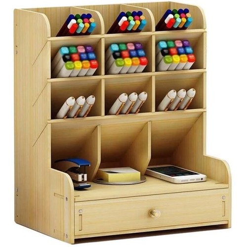 Organiseur De Bureau En Bois Multifonctionnelle + Tiroirs Maison Bureau Ecole - Imagen 4 de 5