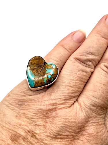 Sterling Silber Boulder Türkis Ring Herz Gr. 6,5 verstellbar Navajo Parkhurst - Bild 8 von 12