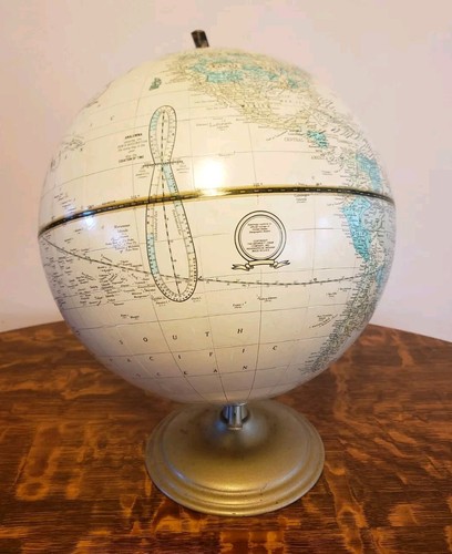 Vintage Cram's Imperial World Globe Metal Base Beige 12" Diam 36" Circumference - Picture 5 of 8