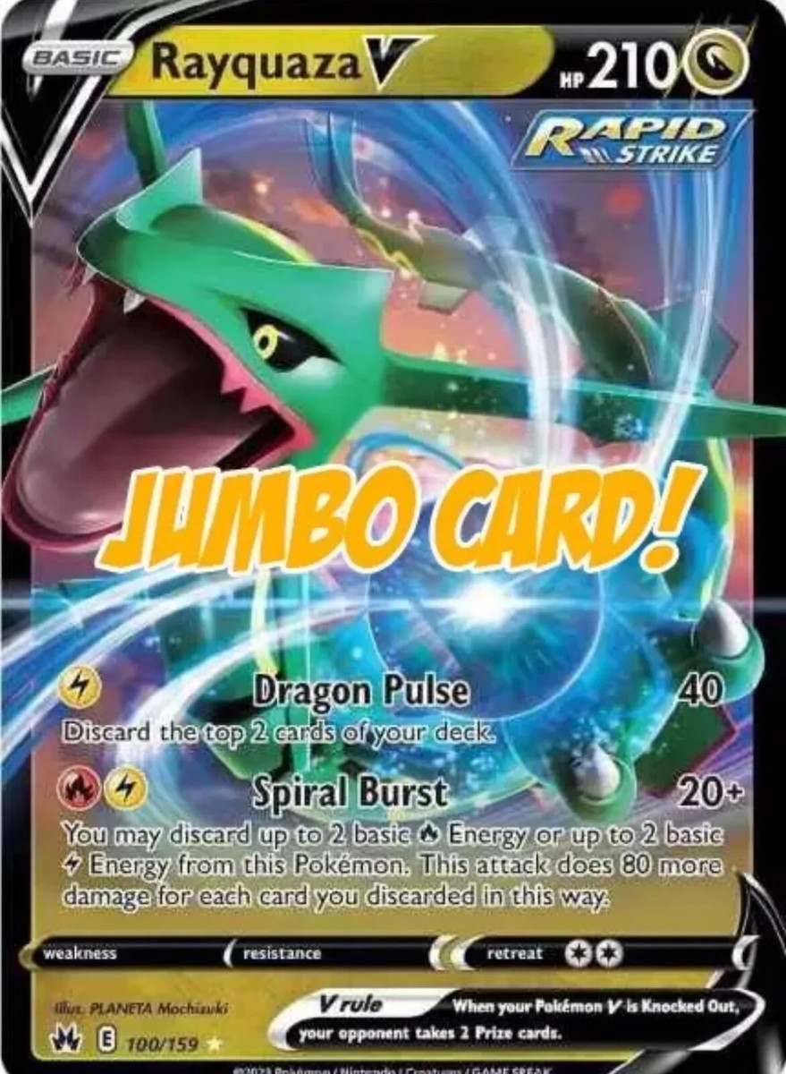 1 JUMBO Rayquaza V 100/159 Crown Zenith Pokemon Card Mint | eBay