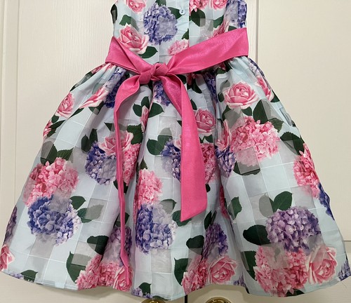 Nannette size 4 blue pink green floral sleeveless fit and flare dress girls - Picture 6 of 8