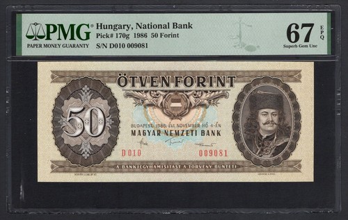 Hungary 50 Forint 1986 P170g Uncirculated Grade 67 Top Pop - Picture 1 of 2