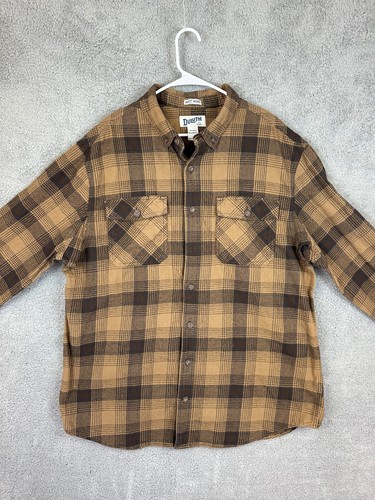 DULUTH TRADING CO Shirt Mens XL Tall Brown Untucked Heavy Flannel Relaxed Fit - Picture 2 of 12