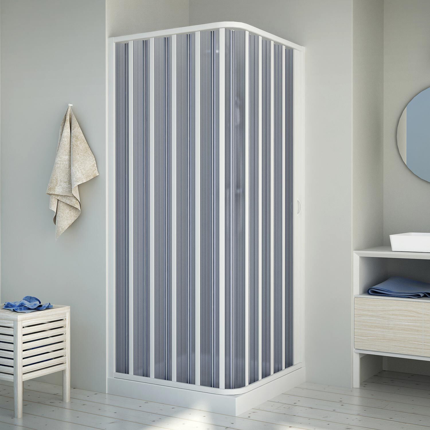 BOX DOCCIA ANGOLARE IN PVC 90X100 CM APERTURA LATERALE CABINA H185 RIDUCIBILE
