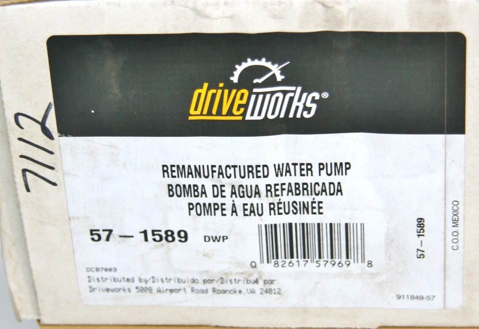Bomba de agua motor 57-1589 remanufacturada DriveWorks 01-06 MITSUBISHI 7112 Foto 4 de 4
