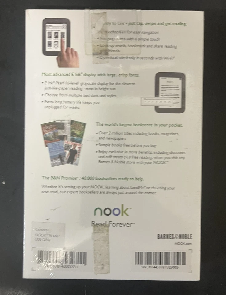 Barnes & Noble Nook Simple Touch 2GB, Wi-Fi, 6in eBook Reader Black Sealed NOS - Image 3 of 3