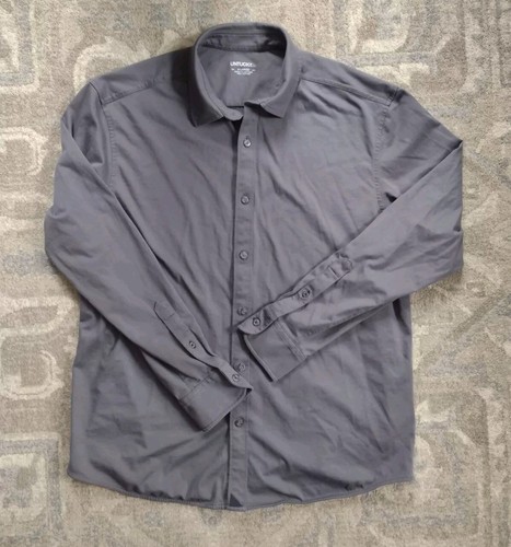 UntuckIt Mens Sz XL Shirt  Gray Relaxed Fit 100% cotton Dress Shirt Work Office  - Picture 1 of 7
