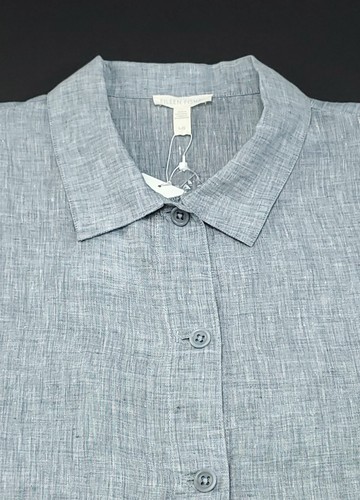 Chaqueta para mujer Eileen Fisher talla L cambray 100 % lino cuello clásico nueva con etiquetas $238 - Imagen 7 de 11