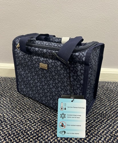 DKNY Large Insulated Water Resistant Lunch Cool Bag Tote Navy Blue New RRP £110 - Picture 7 of 9