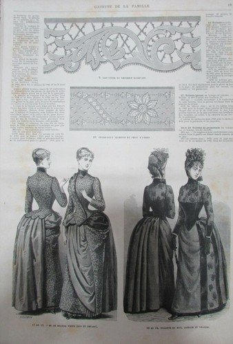 REVUE DE LA MODE XIXème N° 681 de 1885 BRODERIE COUTURE ROBES CHAPEAUX   - Foto 2 di 3